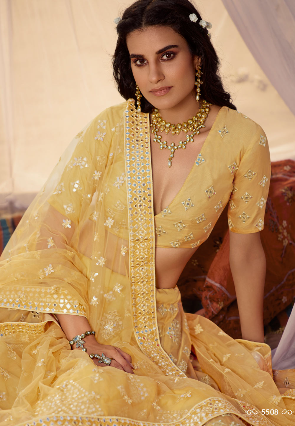 Shop Bollywood Lehenga - Yellow Embroidered Traditional Wedding Lehenga  Choli At Hatkay