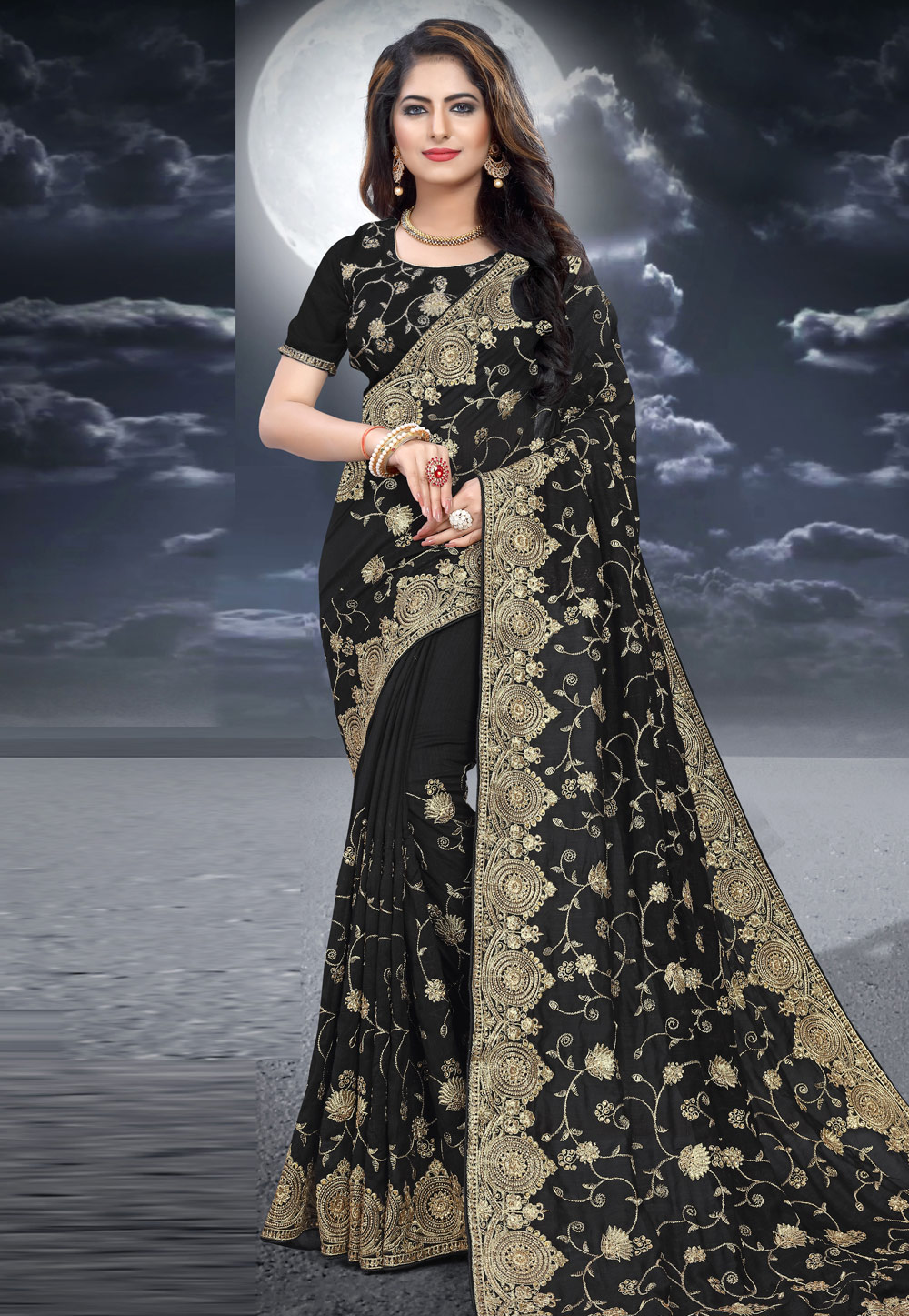 Black Silk Saree With Blouse 204514