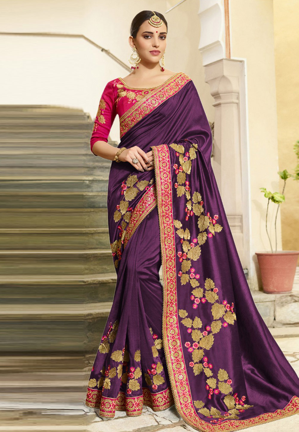 Purple Silk Festival Wear Saree 235016