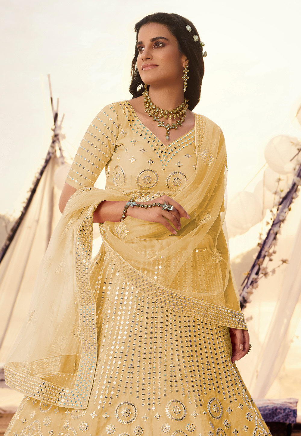 Shae by SASSAFRAS Purple & Gold-Toned Sequinned Ready to Wear Lehenga &  Blouse With Dupatta - Absolutely Desi