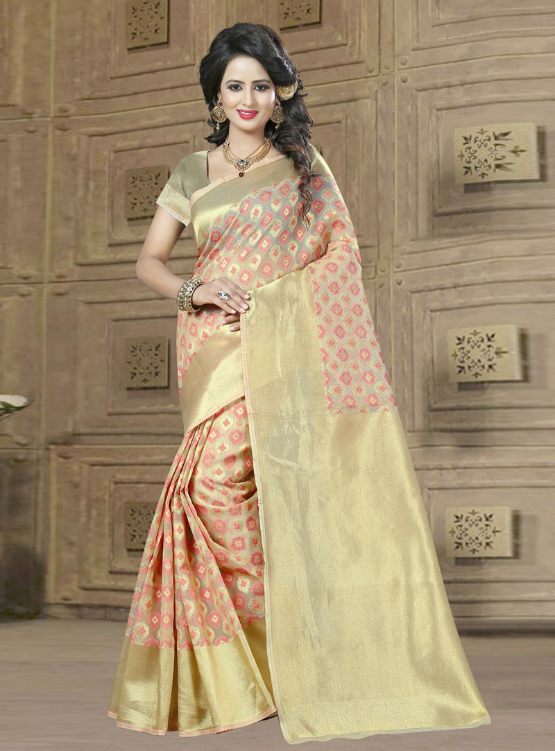 Beige Banarasi Silk Saree With Blouse 81387