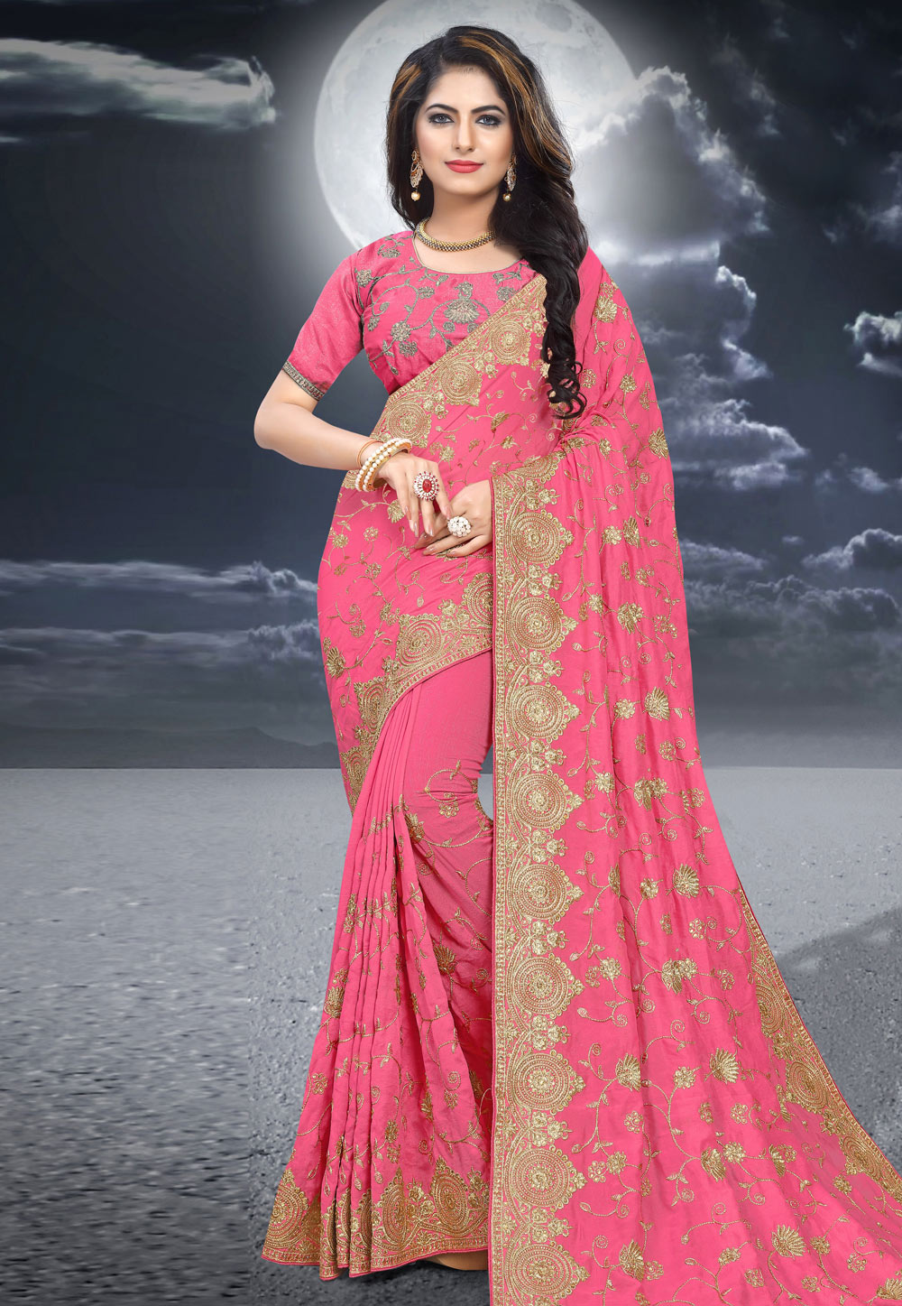Pink Silk Festival Wear Saree 204517
