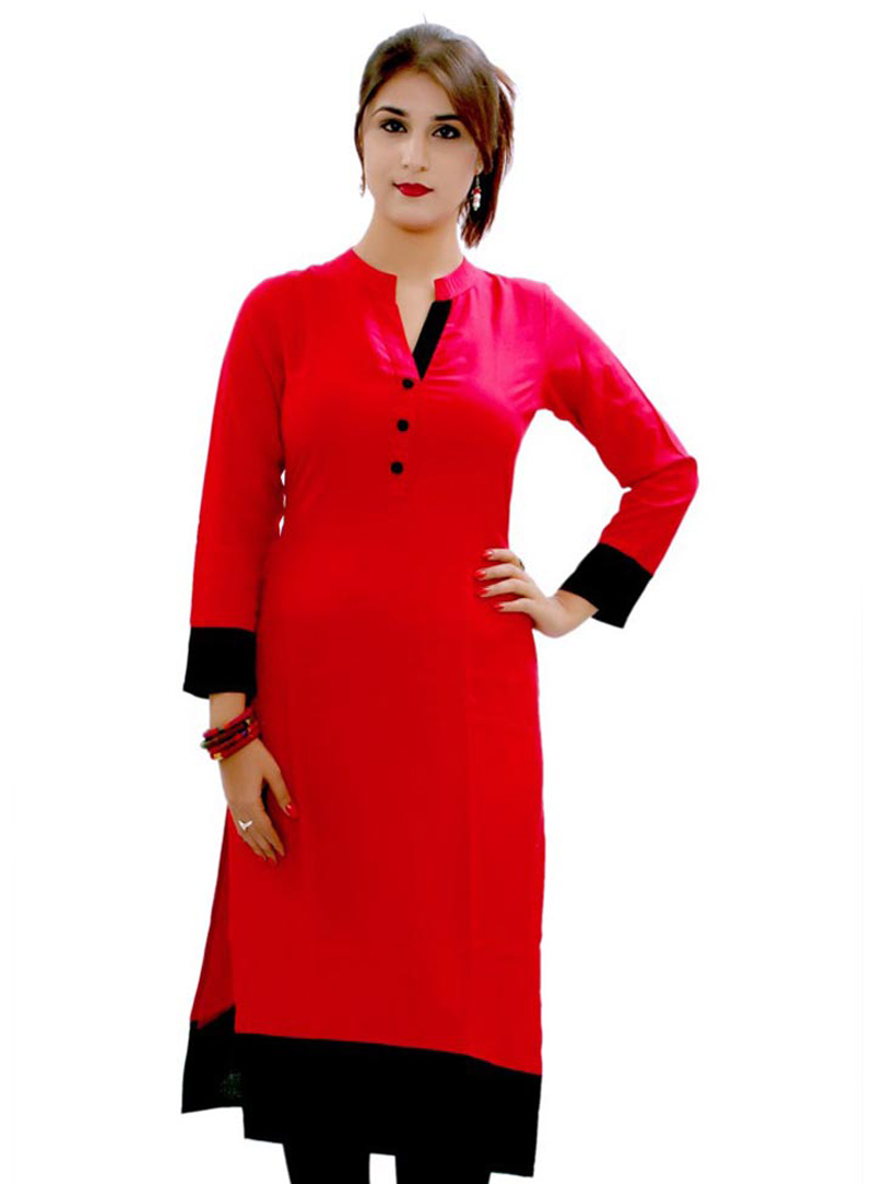 Red Cotton Readymade Tunic 93158