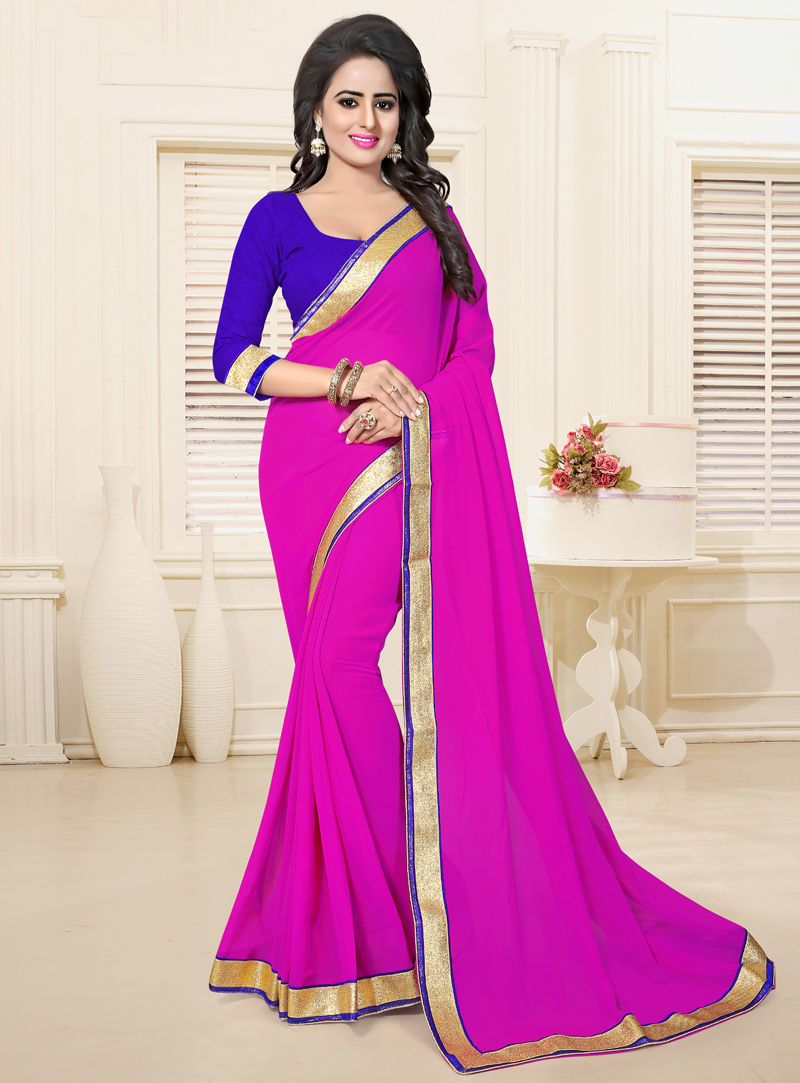 Magenta Georgette Saree With Blouse 114635