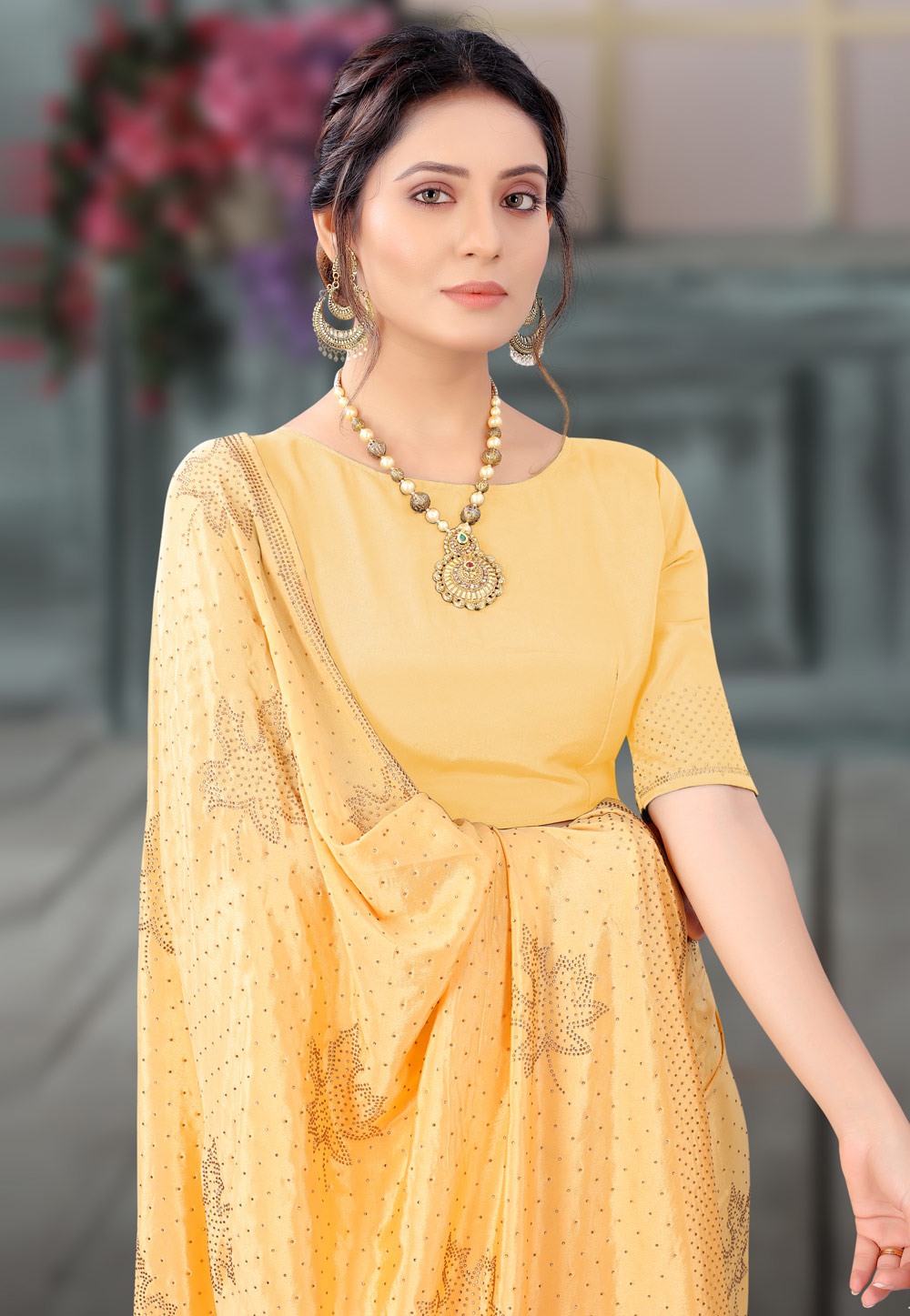 Buy Yellow Sarees for Women by INsthah Online | Ajio.com