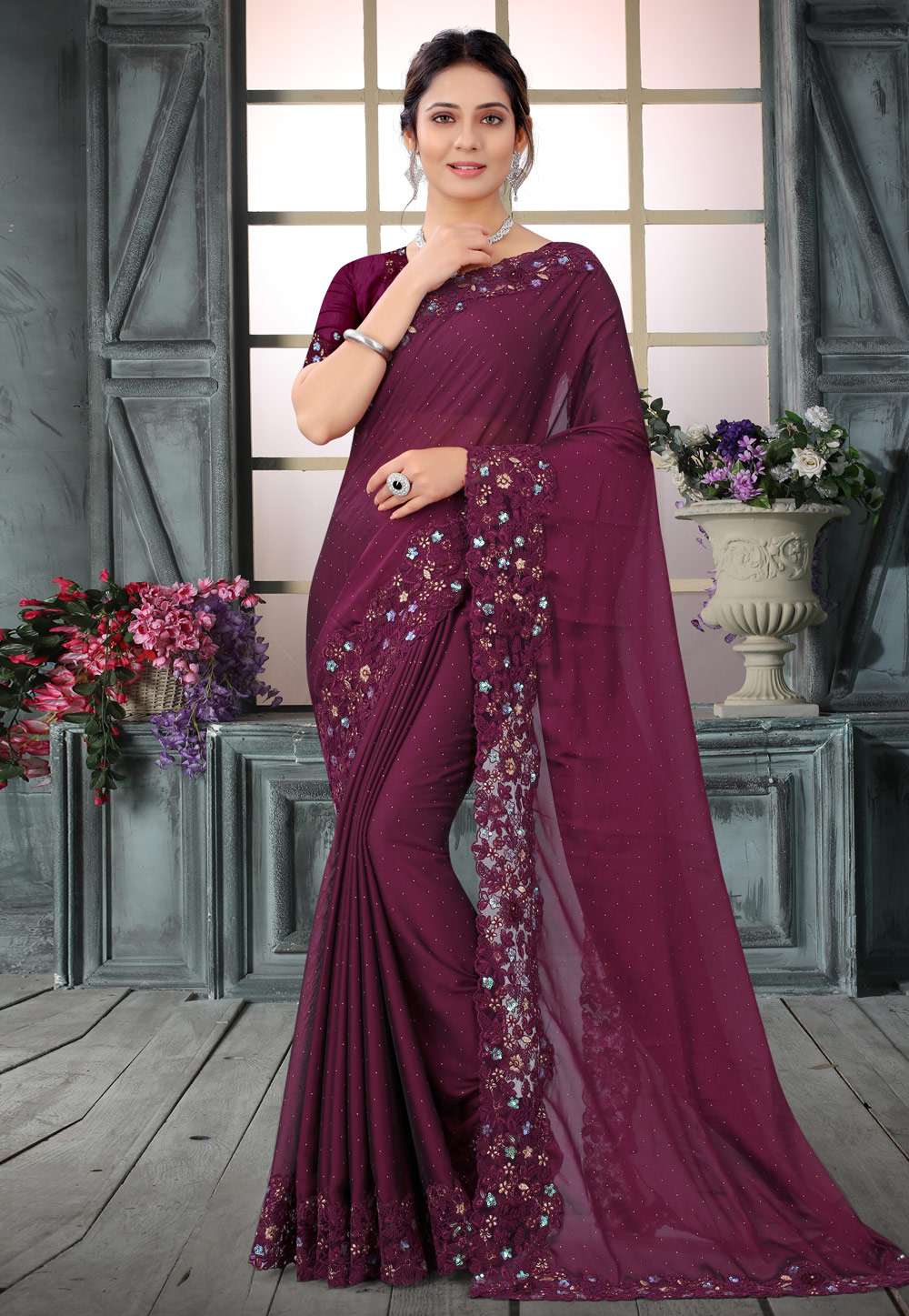 Purple Silk Festival Wear Saree 234509