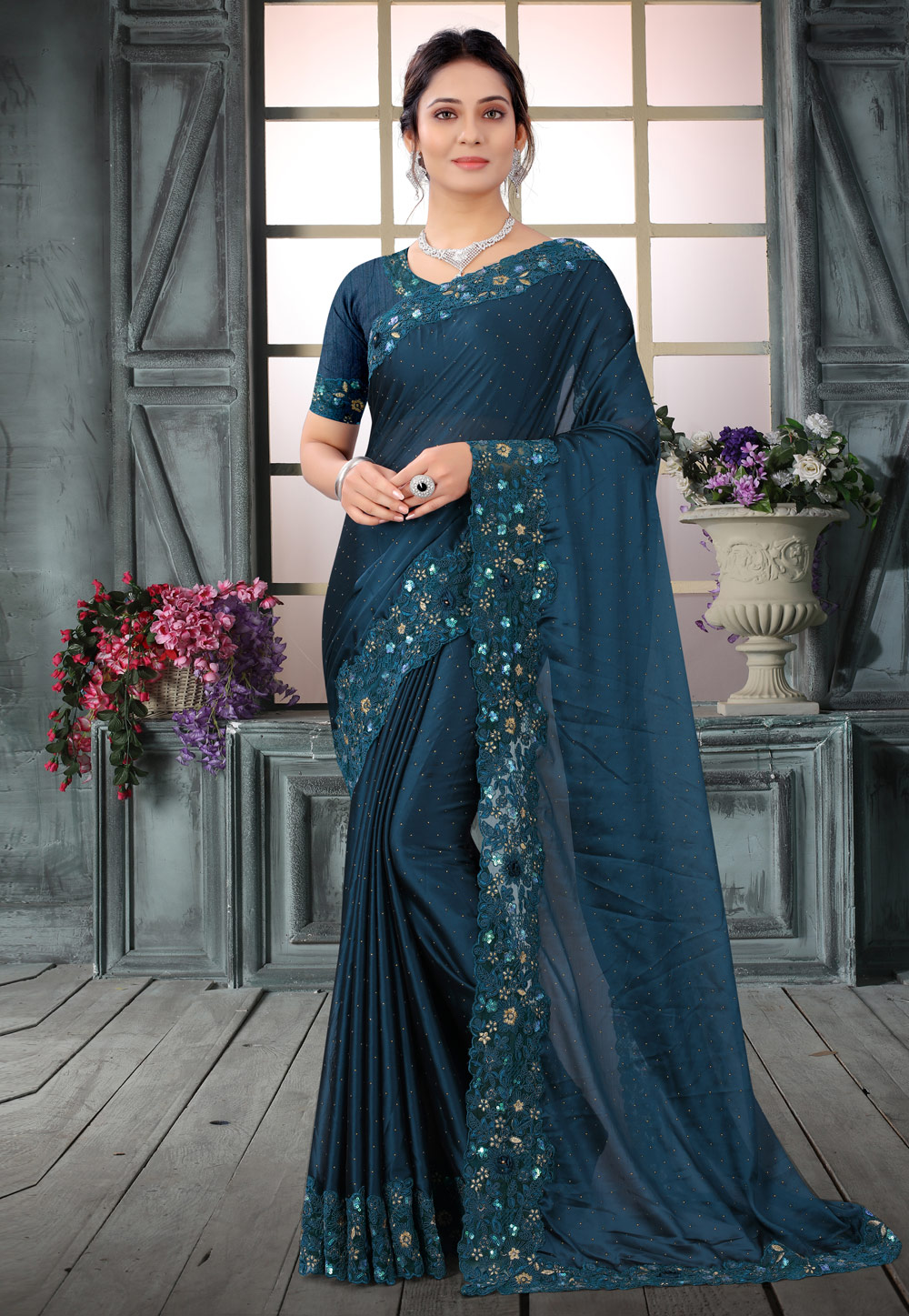 Blue Silk Festival Wear Saree 234511