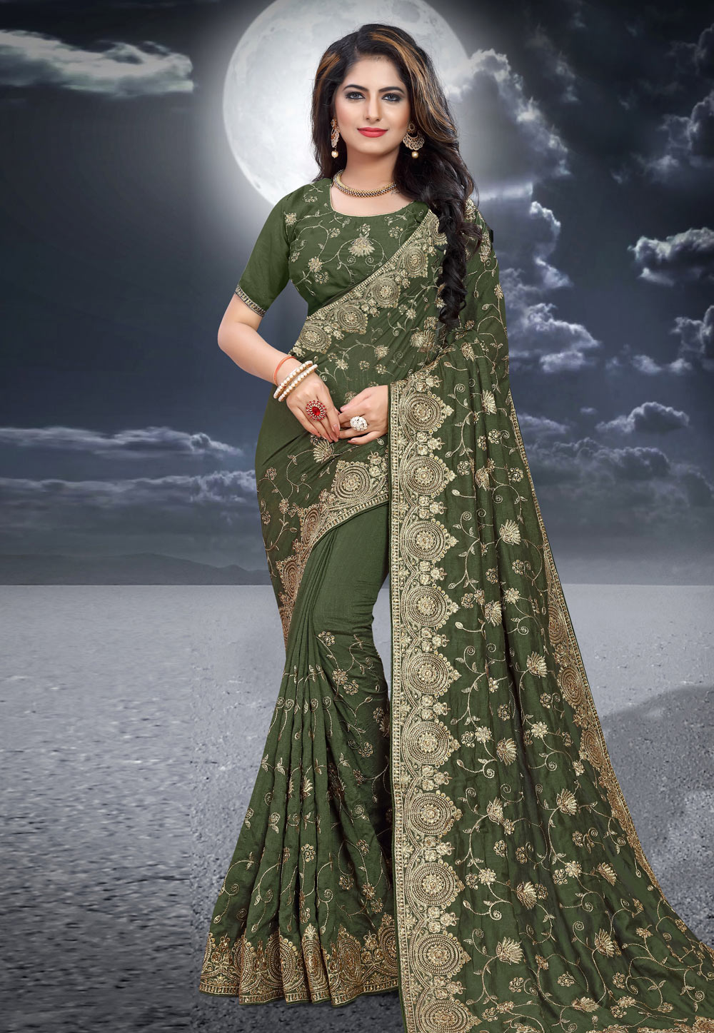 Green Silk Festival Wear Saree 204521