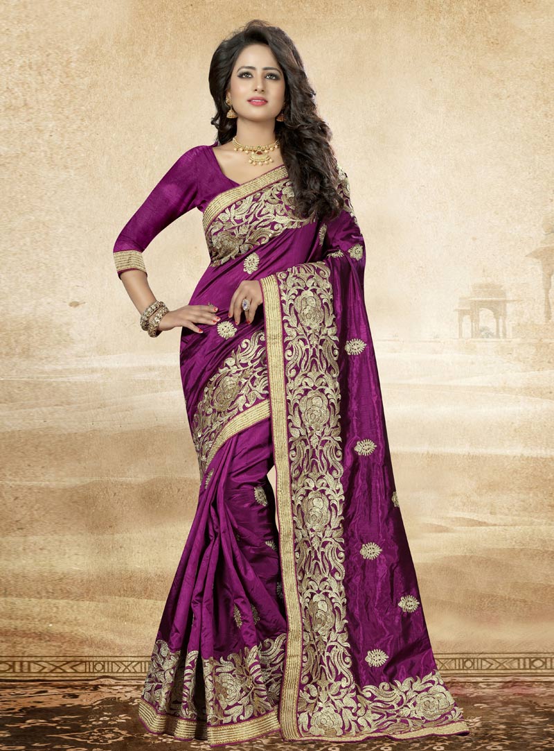 Purple Art Silk Engagement Wear Saree 88228
