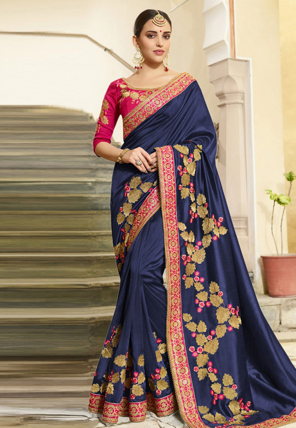 Blue Silk Saree With Blouse 235025