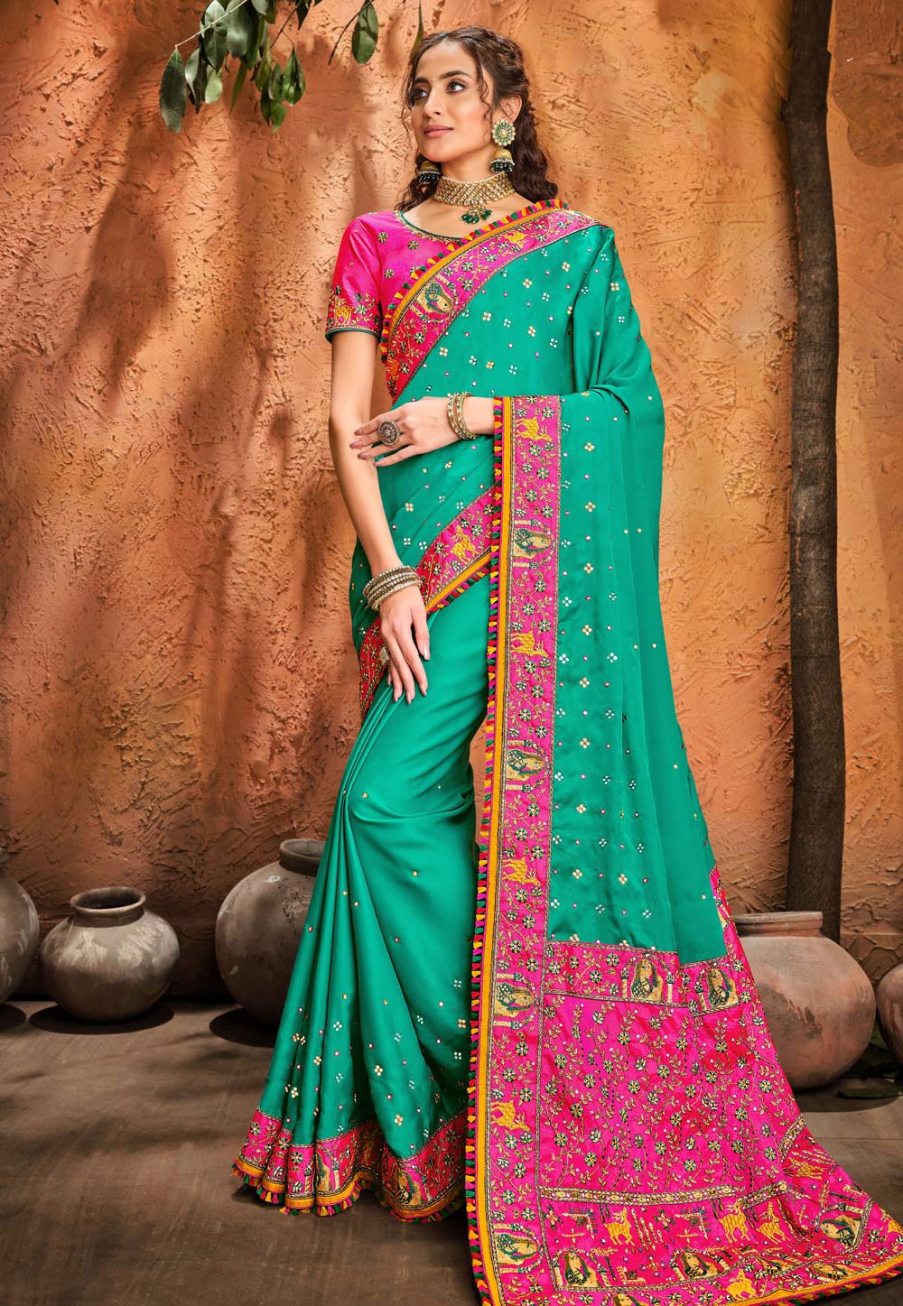 Turquoise Silk Festival Wear Saree 220938