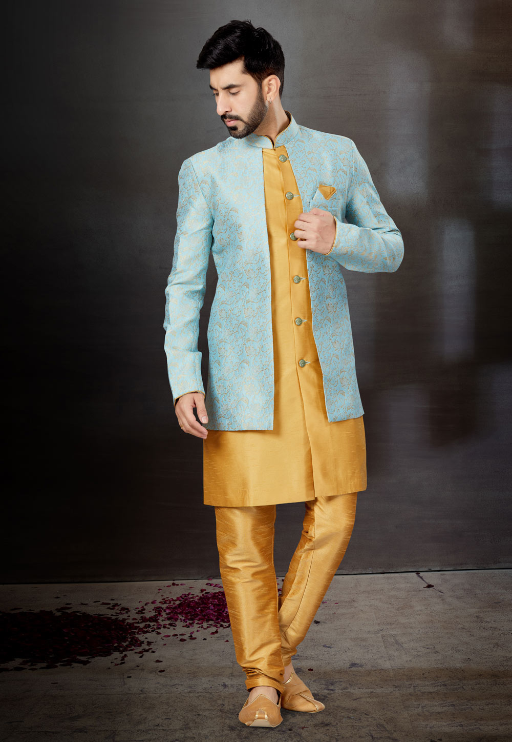 Golden Silk Indo Western Suit 259311