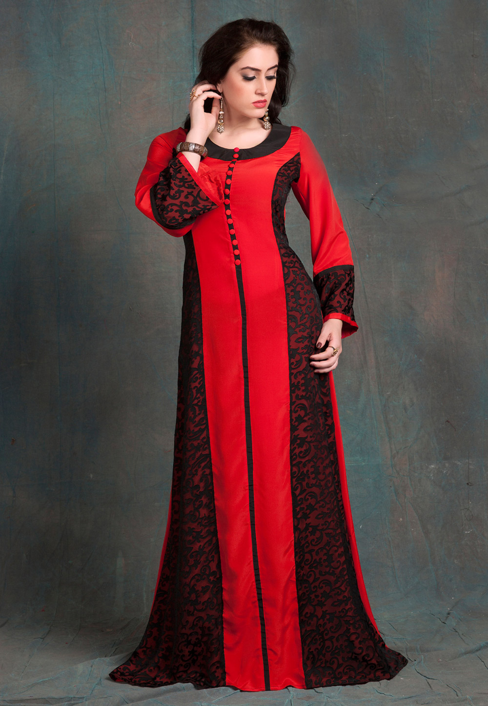 Red Brasso Embroidered Readymade Kaftan 194152