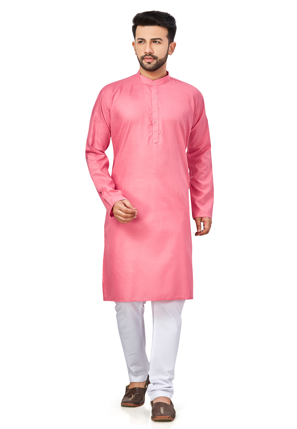 Pink Cotton Kurta Pajama 243332