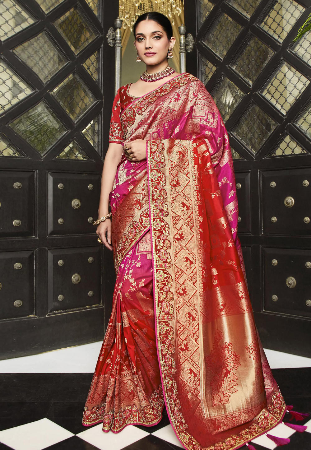 Magenta Silk Saree With Blouse 255789