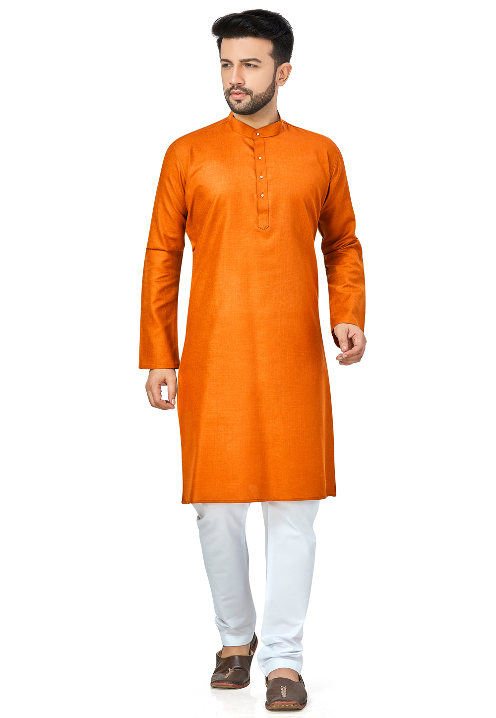 Orange Cotton Kurta Pajama 243349