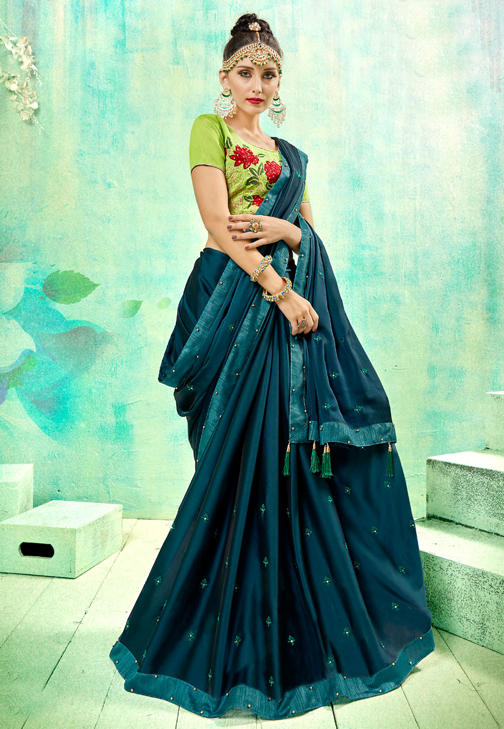Blue Georgette Saree With Blouse 163489