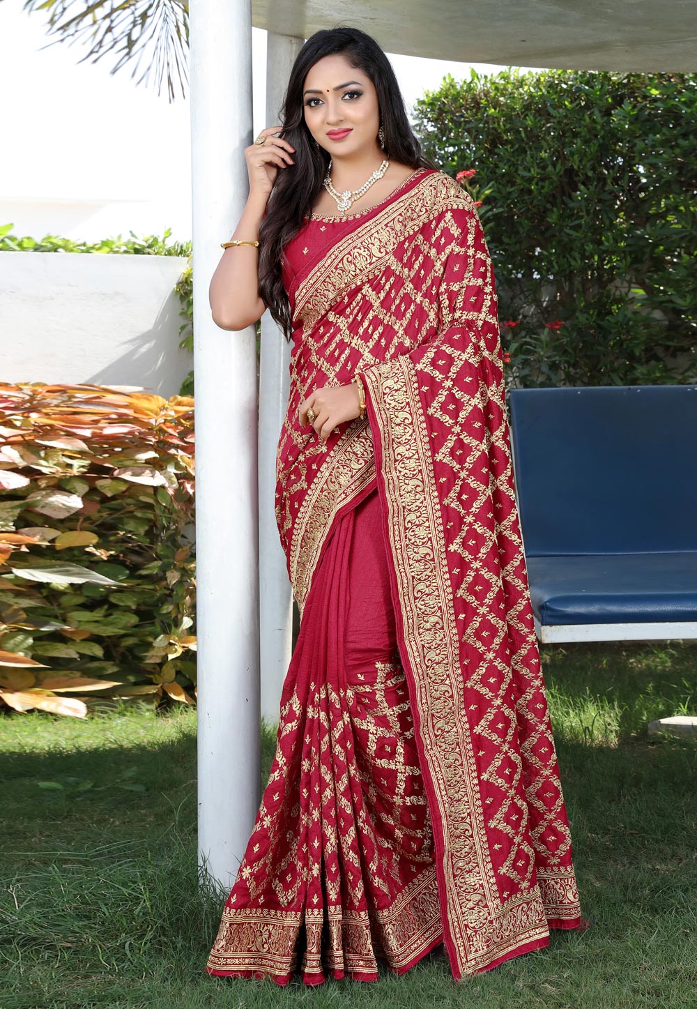 Red Silk Festival Wear Saree 240164