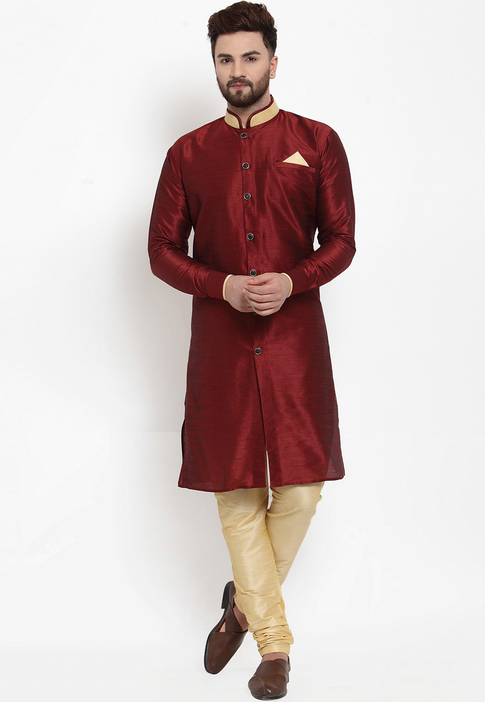 Maroon Silk Indo Western Suit 234965