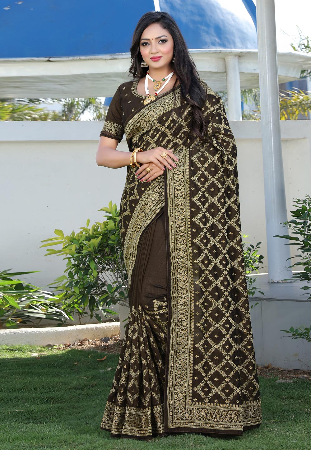 Brown Silk Saree With Blouse 240167