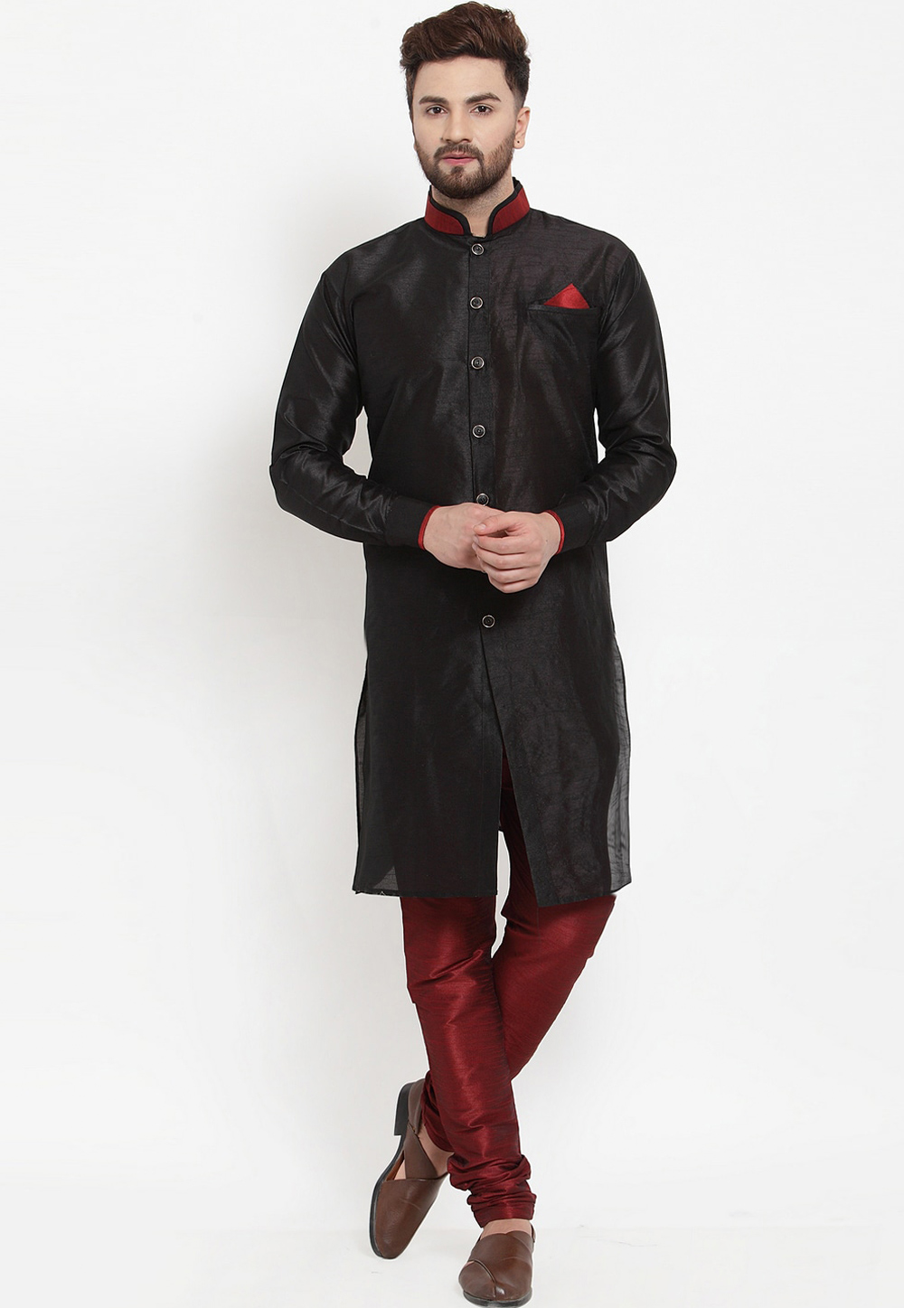 Black Silk Indo Western Suit 234968