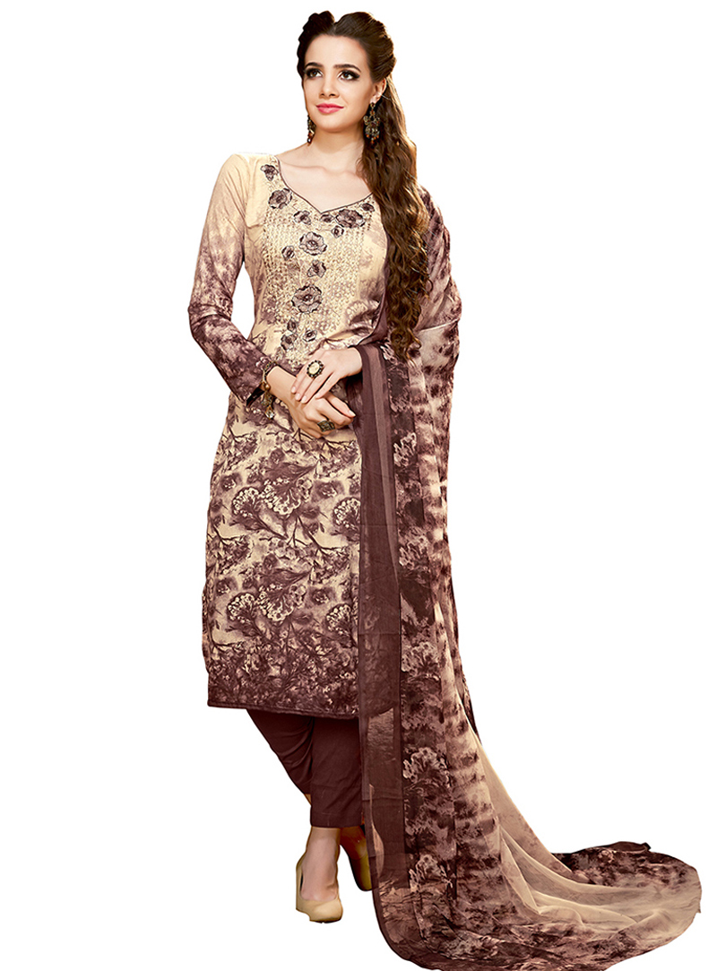 Brown Rayon Pakistani Style Suit 96754