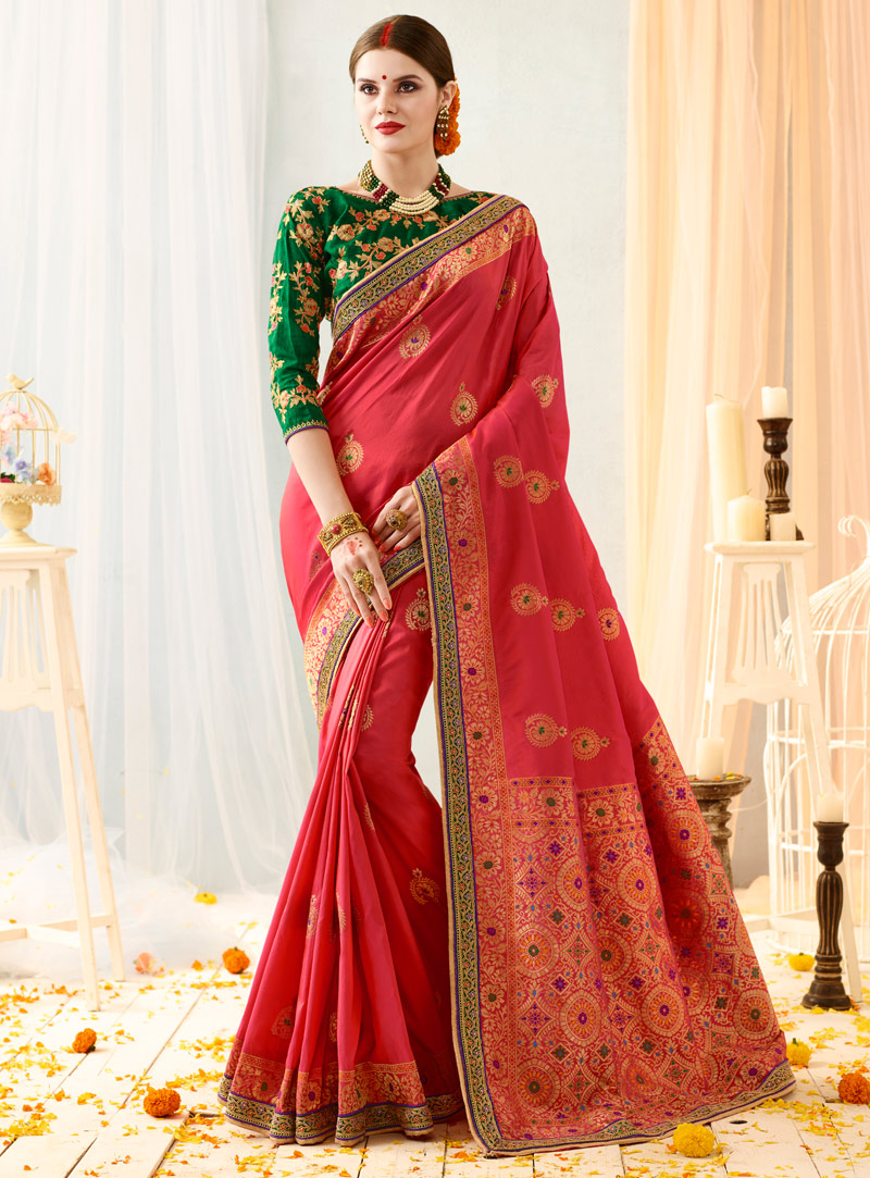 Pink Banarasi Silk Festival Wear Saree 106579