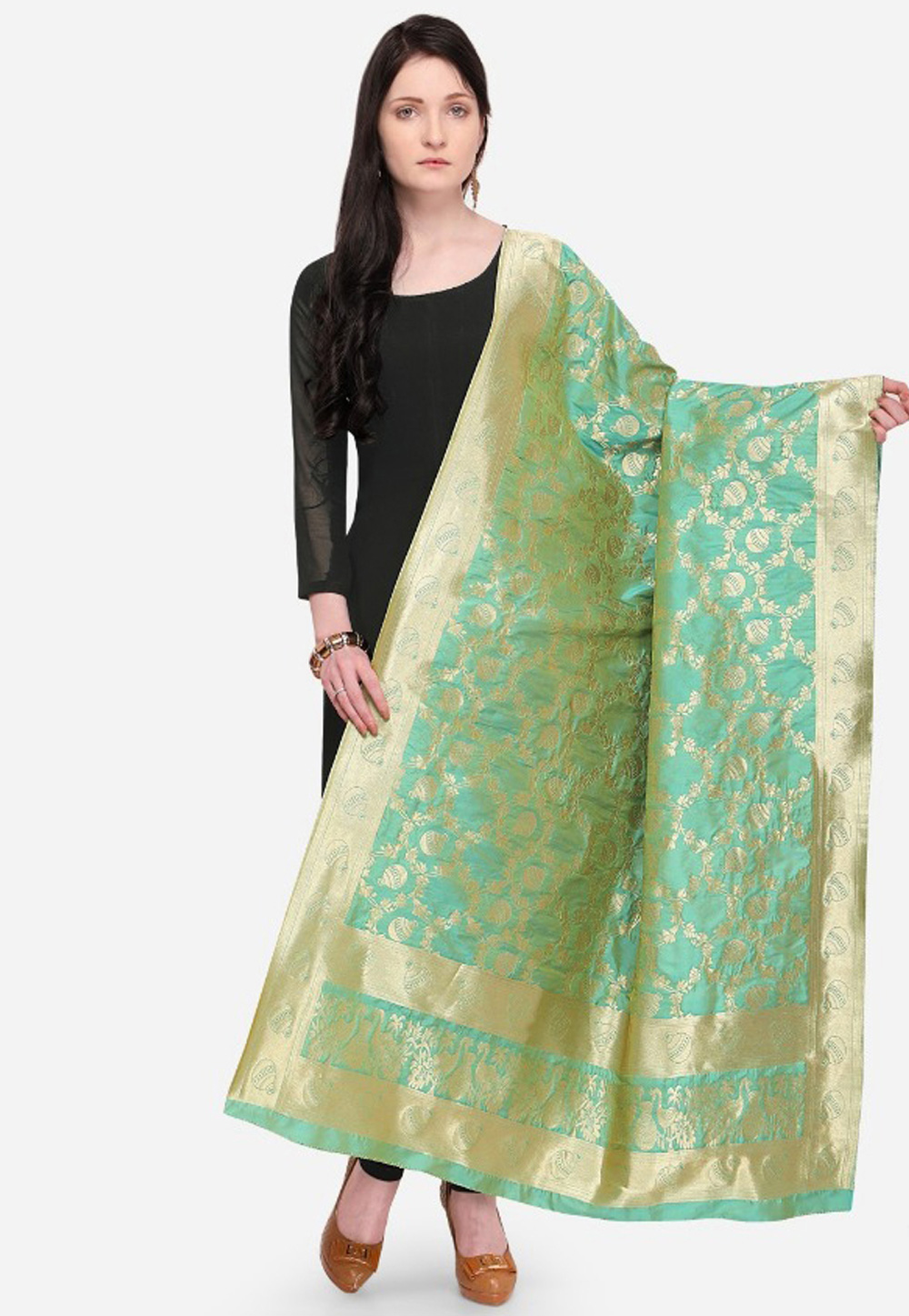 Sea Green Banarasi Dupatta 164334