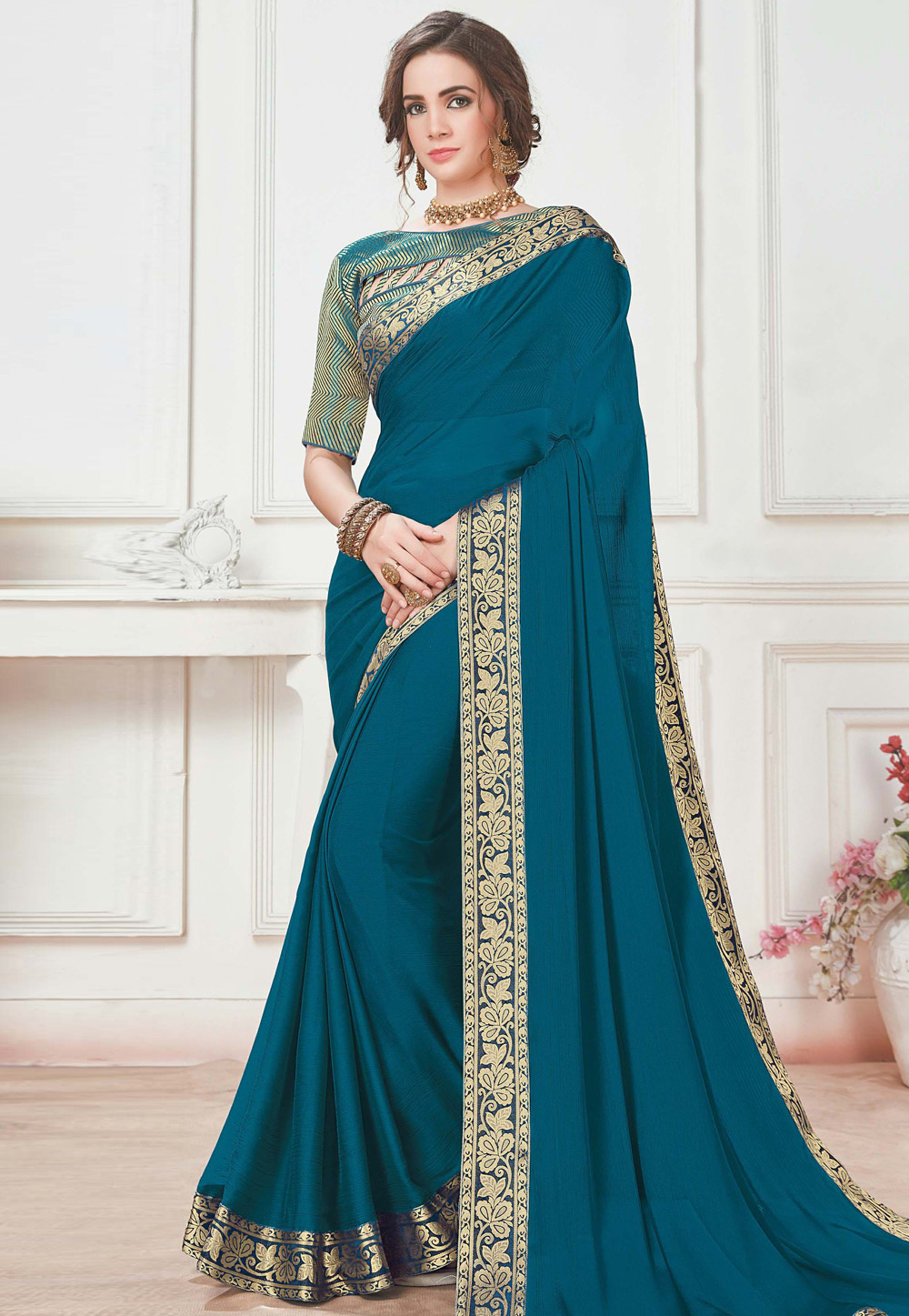 Blue Chiffon Festival Wear Saree 164594