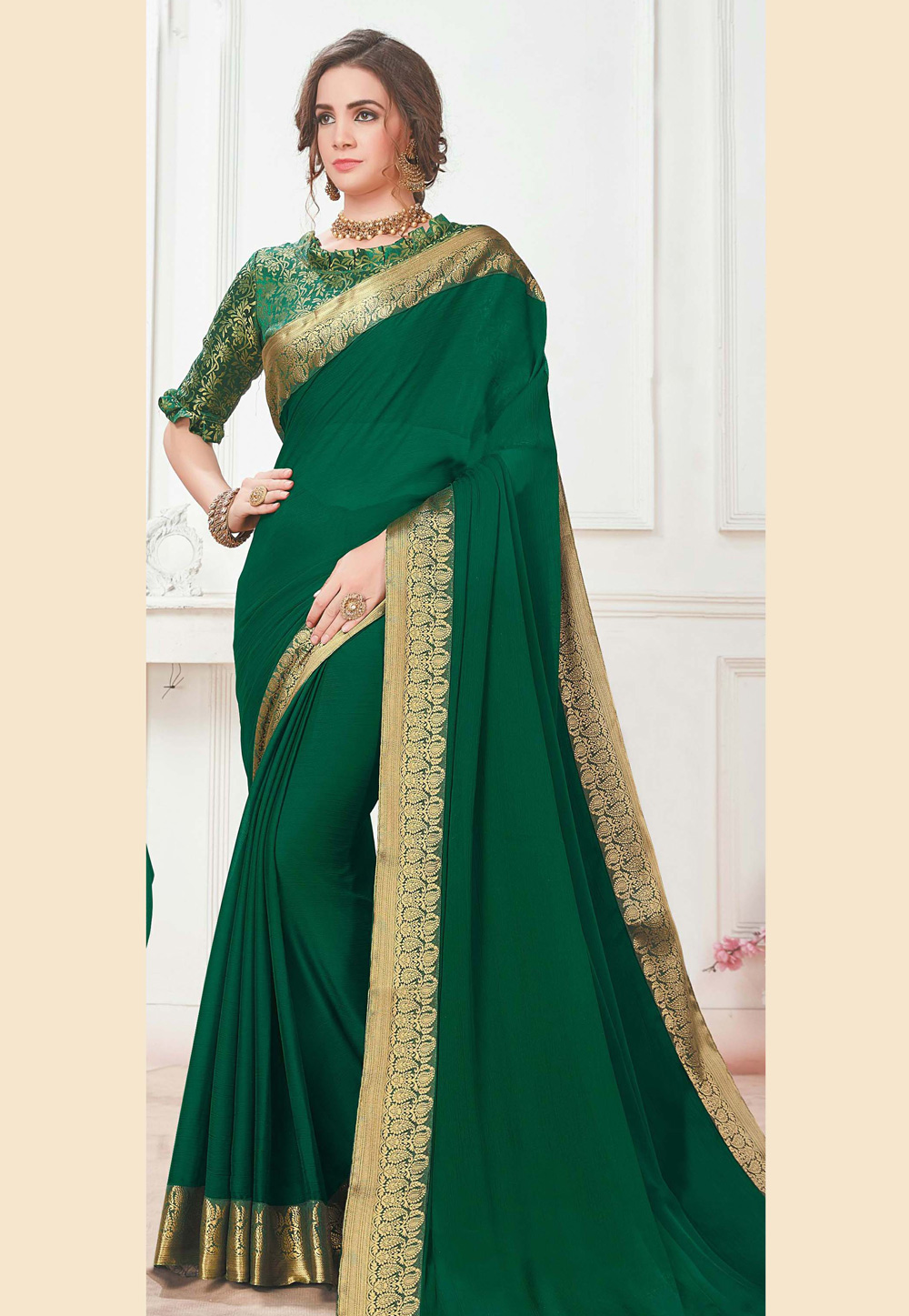 Green Chiffon Festival Wear Saree 164602