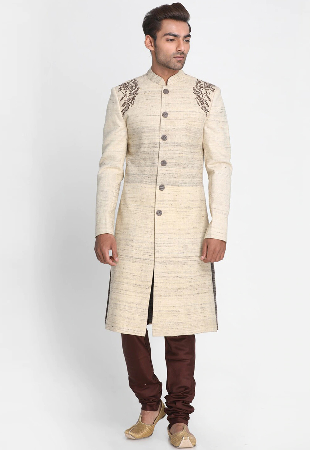 Beige Cotton Indo Western Sherwani 235199