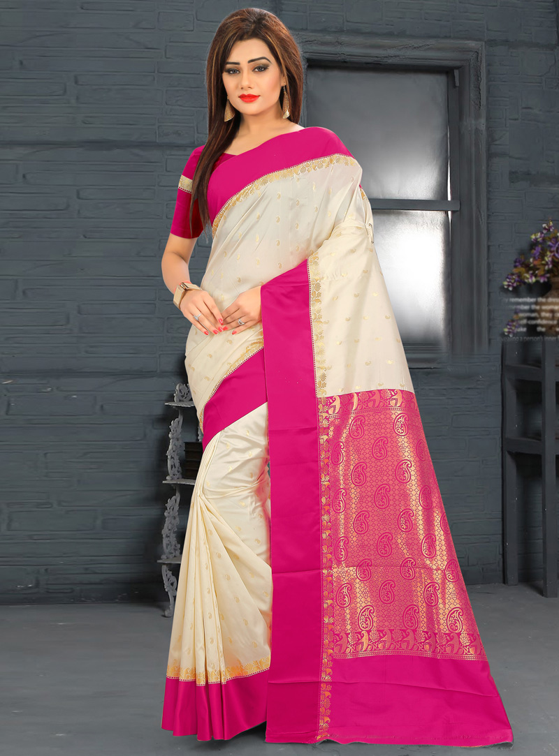 Magenta Silk Saree With Blouse 96025