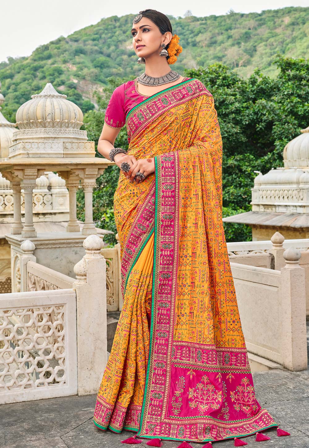 Mustard Banarasi Silk Festival Wear Saree 236132