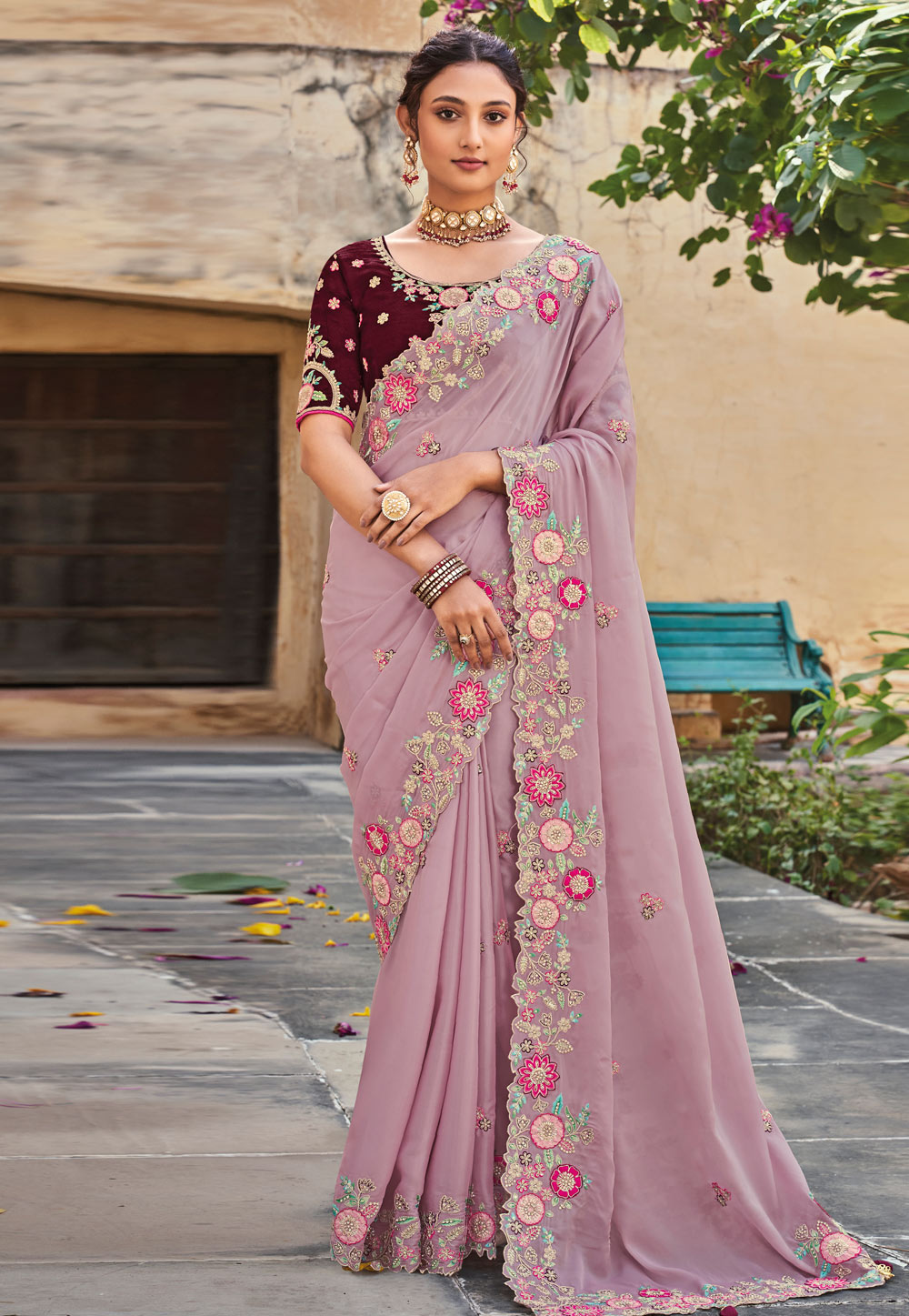 Pink Silk Saree With Blouse 259397