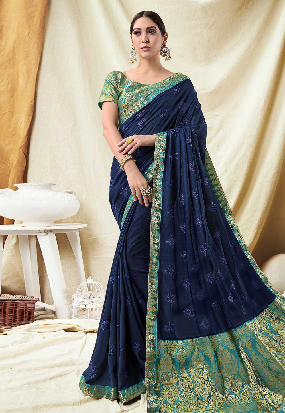 Blue Silk Festival Wear Saree 165463