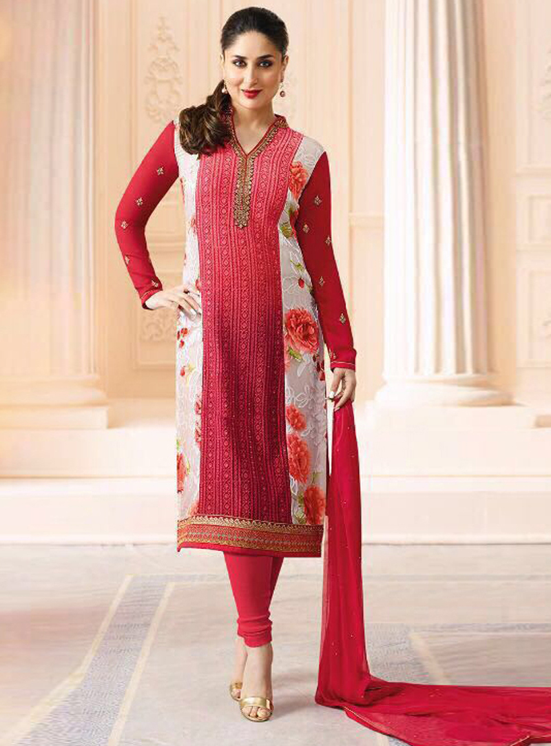 Kareena Kapoor Red Georgette Churidar Salwar Suit 104323