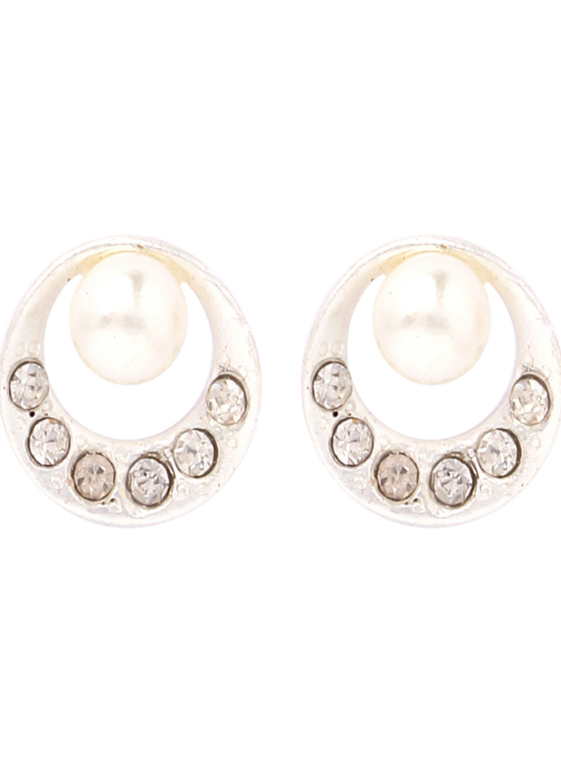 White Alloy Austrian Diamonds Earrings 102423
