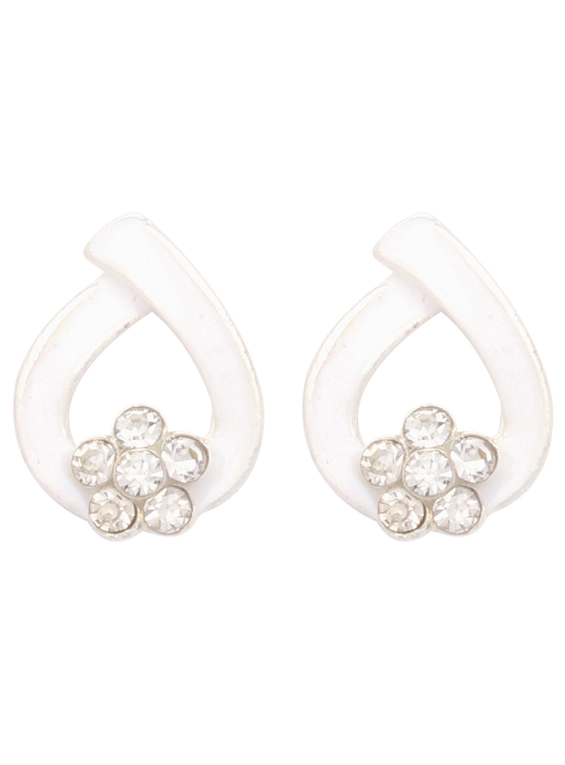 White Alloy Austrian Diamonds Earrings 102425