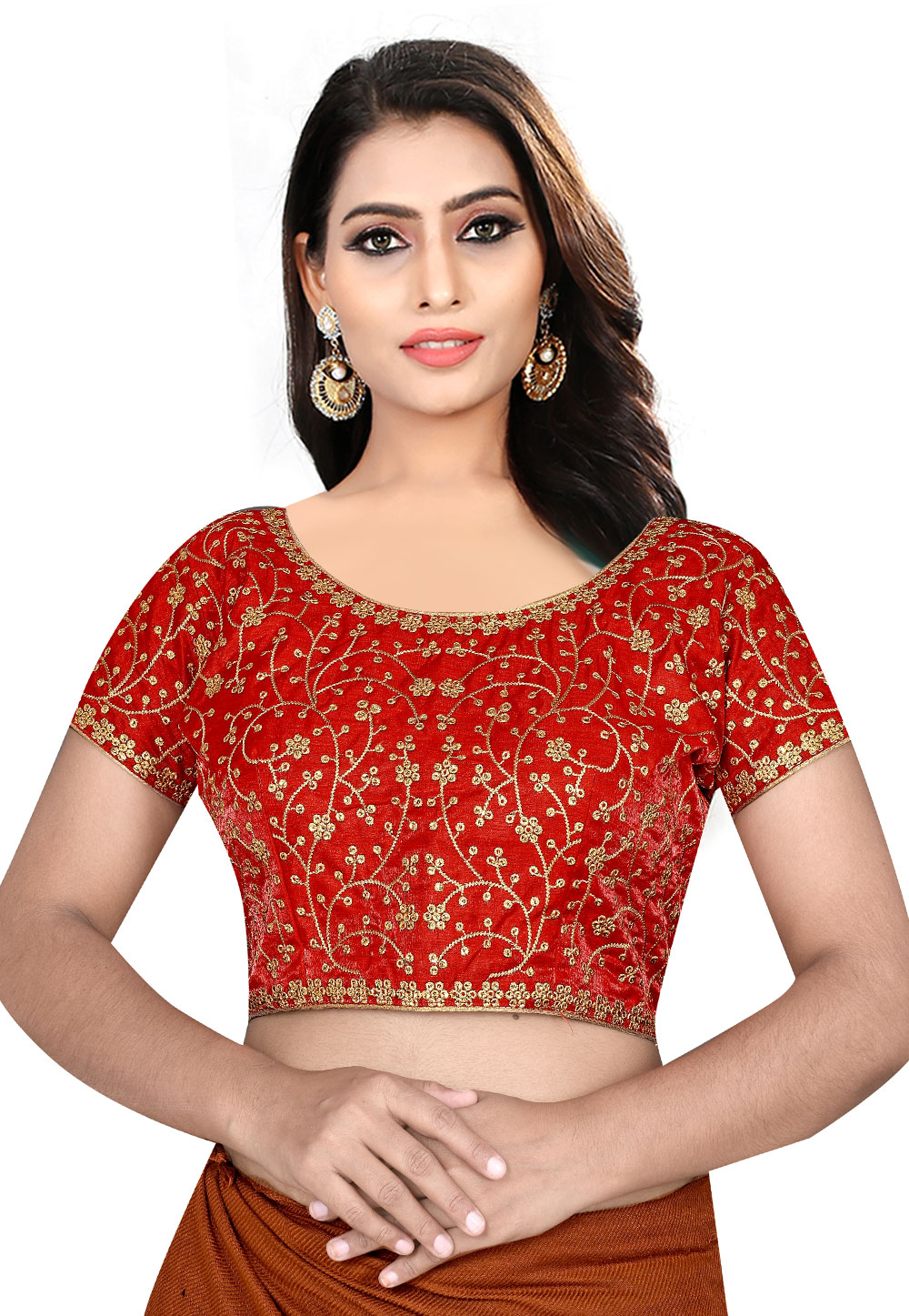 Red Silk Readymade Blouse 177897