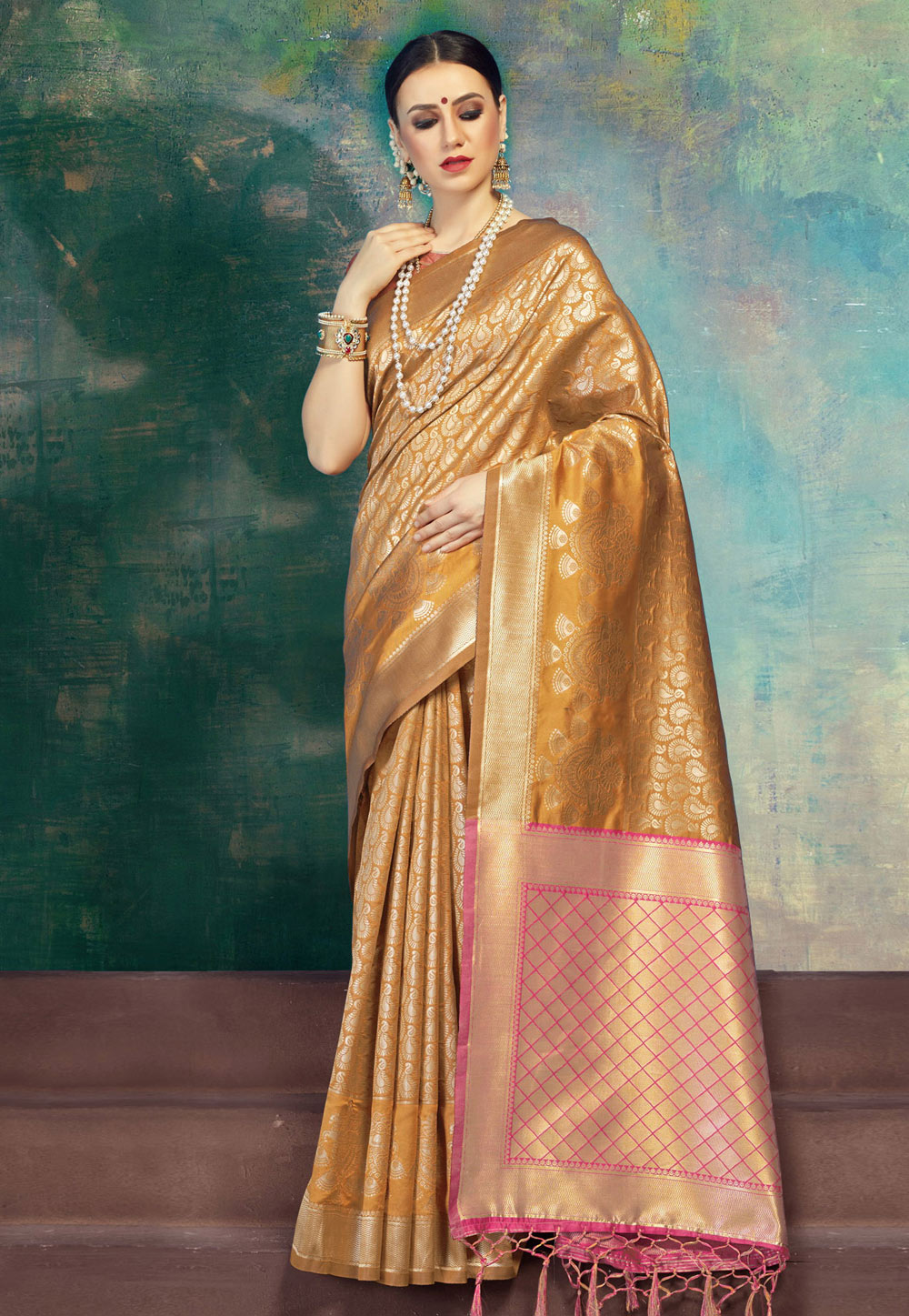Mustard Banarasi Silk Festival Wear Saree 166299