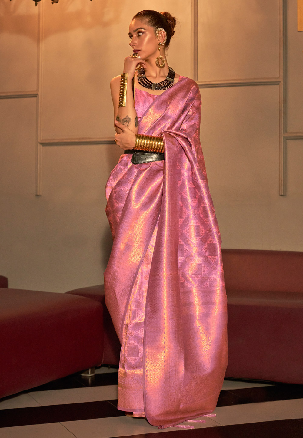 Pink Silk Saree With Blouse 257191