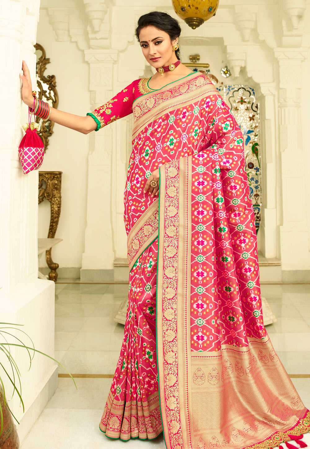 Pink Banarasi Silk Festival Wear Saree 194859