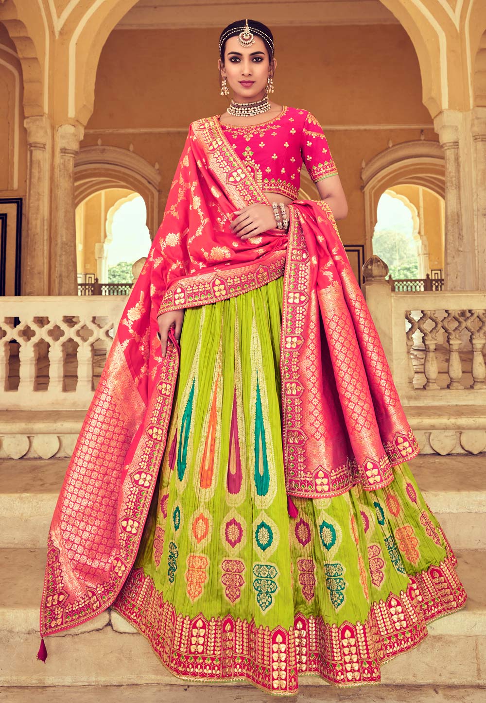 Light Green Silk Circular Lehenga Choli 262207