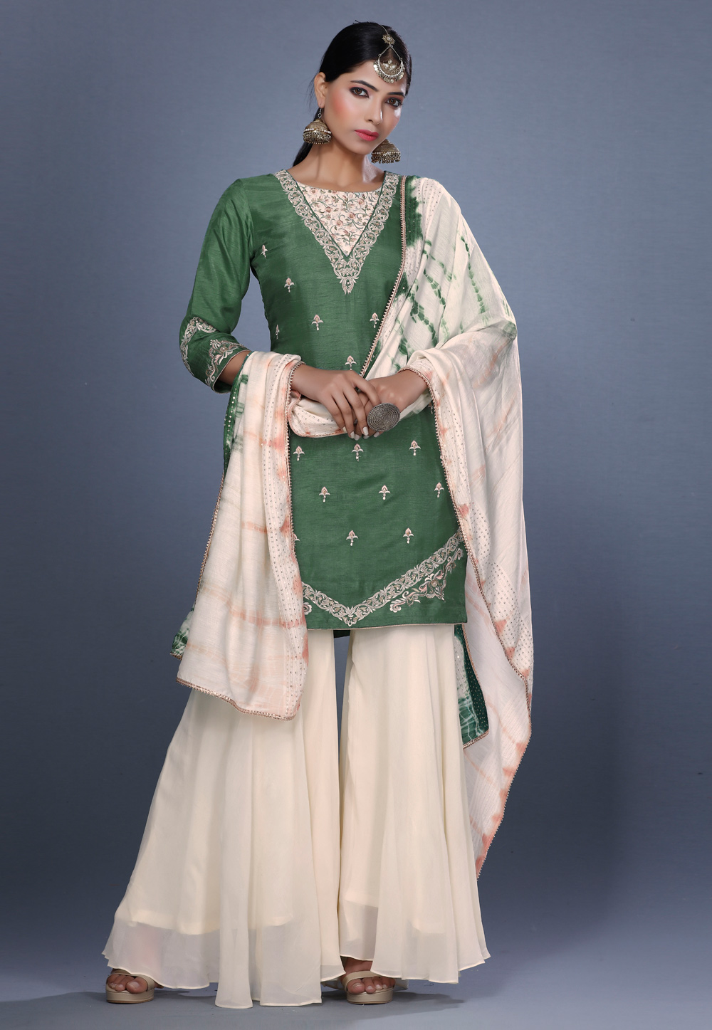 Green Silk Pakistani Suit 271219