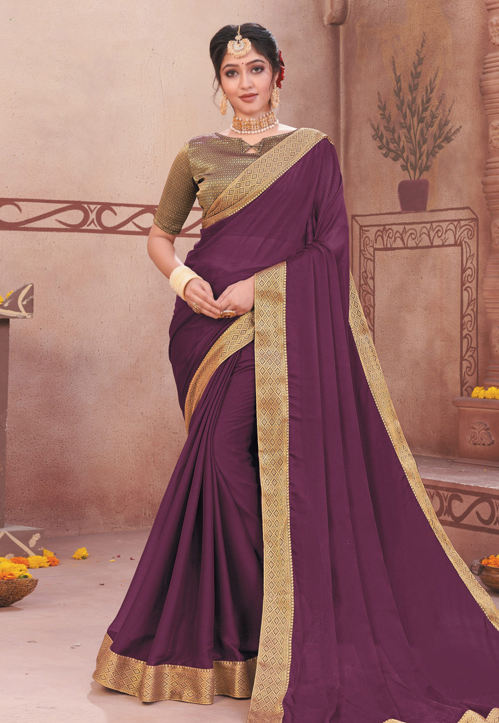 Buy Magenta Purple Kanjivaram Saree online-Karagiri