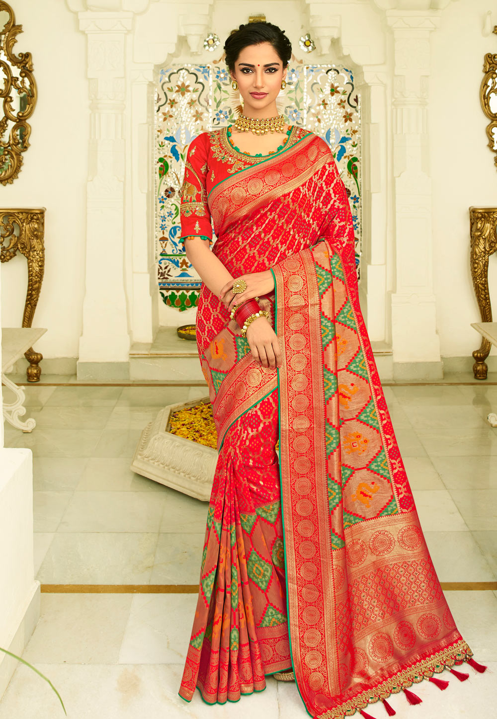 Red Banarasi Silk Festival Wear Saree 194867