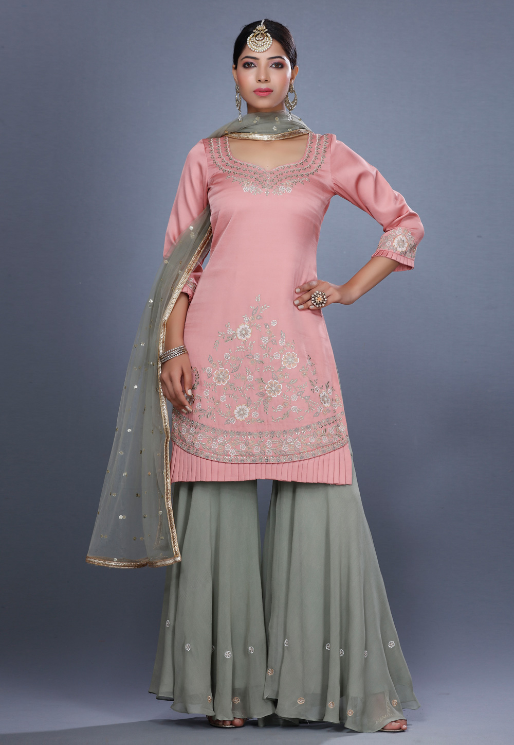 Pink Silk Pakistani Sharara Suit 271226
