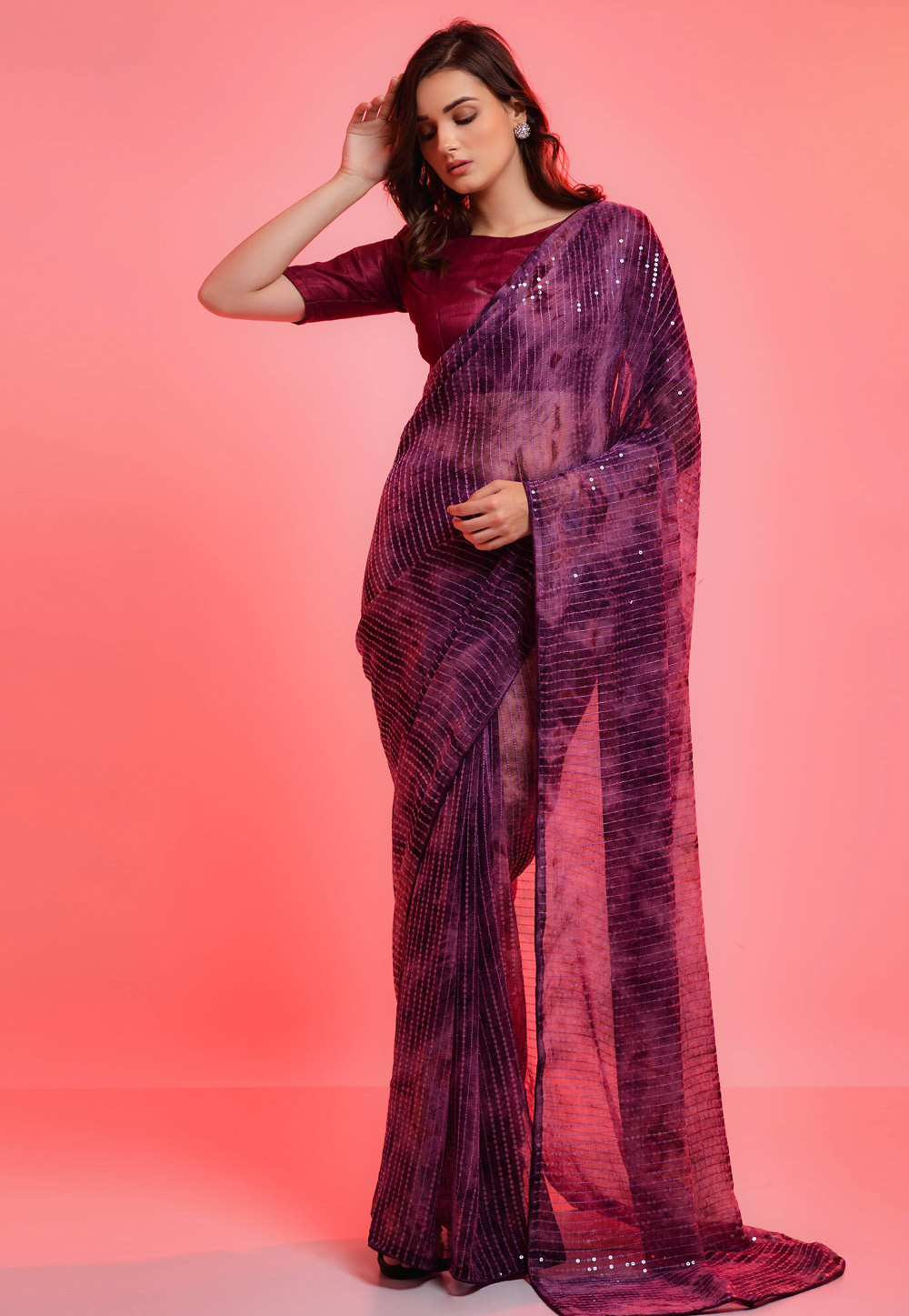 Purple Chiffon Saree With Blouse 262858