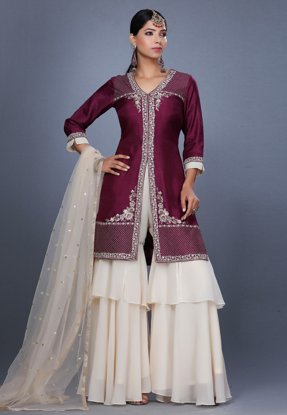 Purple Silk Pakistani Suit 271231