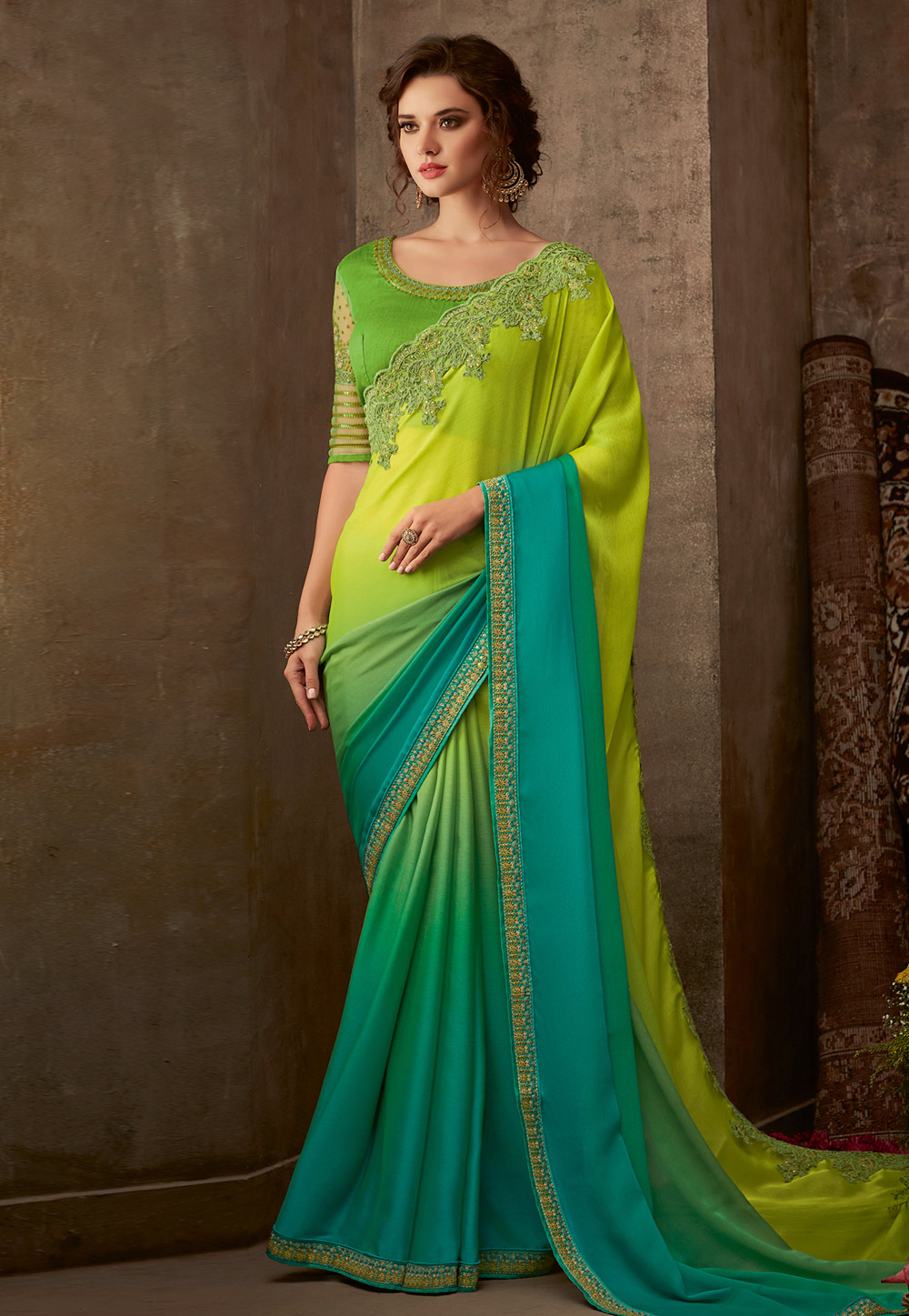 Green Silk Festival Wear Saree 193416